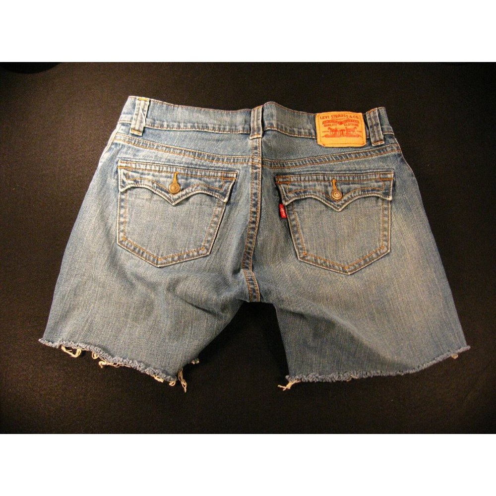 LEVI'S 542 Womans JEAN SHORTS Cut Off 14M Blue Denim Red Tab - Picture 2 of 11